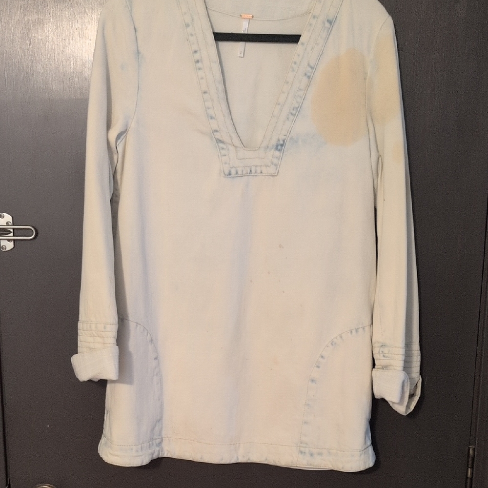 Free People Soft Blue V-Neck Tunic